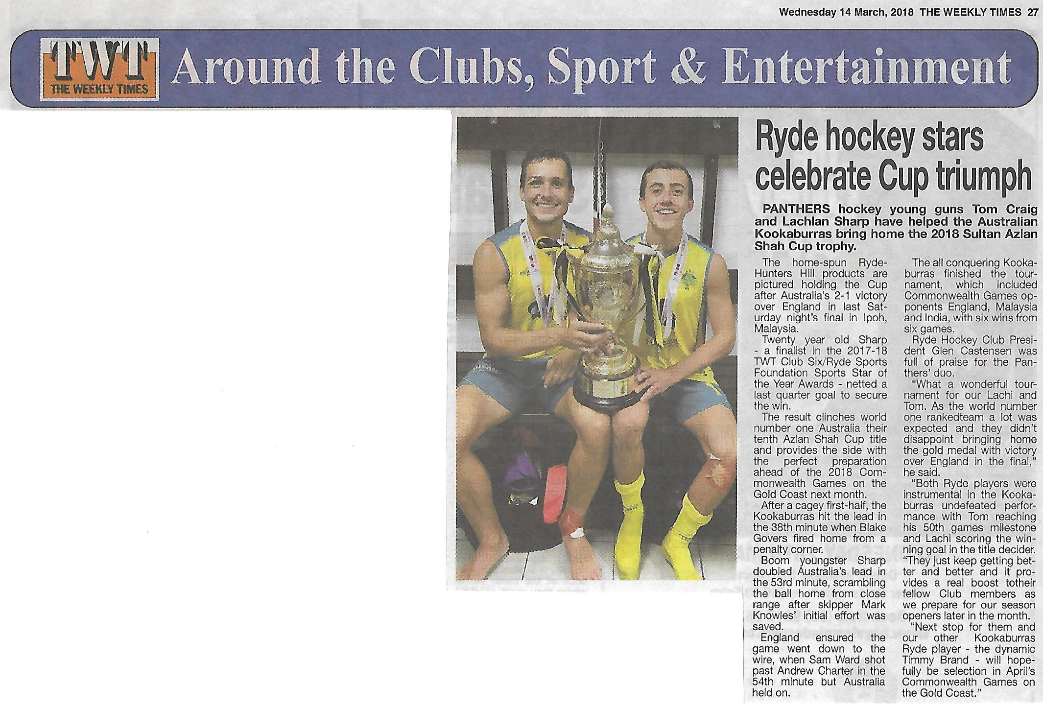 The Weekly Times 14 March 2018 article